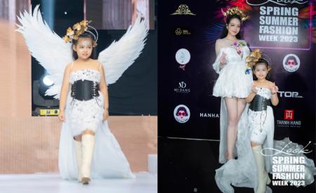 Mẫu nhí Nguyễn Lê Kim Ánh siêu dễ thương bên Hoa hậu Việt Nam Thanh Thủy.